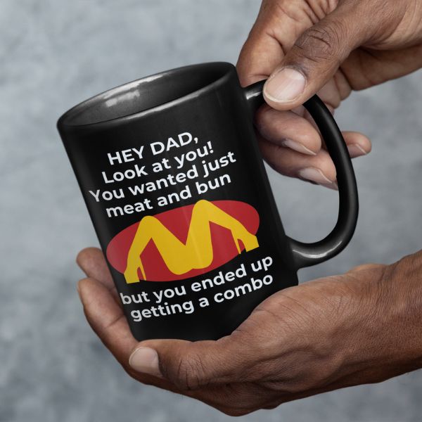Dad's Happy Meal - Black Coffee Mug - Father's Day Gift
