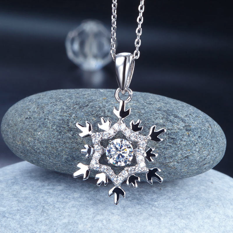 Snowflake Dancing Stone Necklace