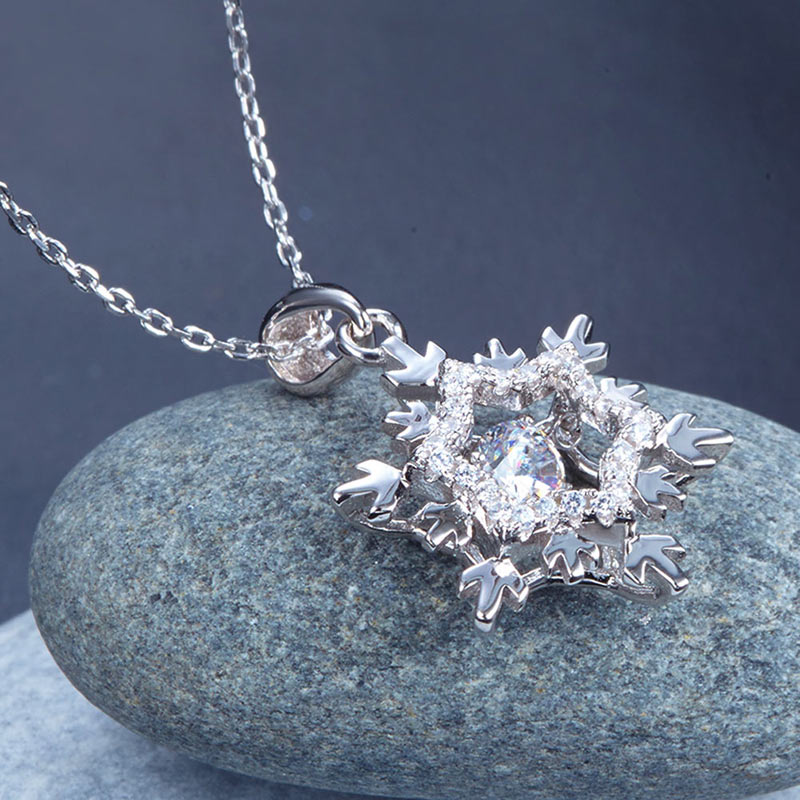 Snowflake Dancing Stone Necklace