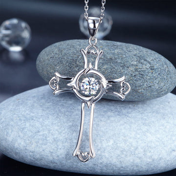 Cross Dancing Stone Necklace