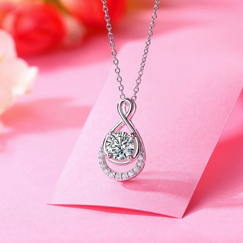 1 Ct Moissanite Diamond Infinity Pendant Necklace