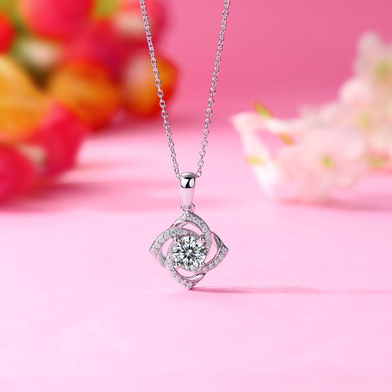 1 Ct Moissanite Diamond Rose Petals Pendant Necklace